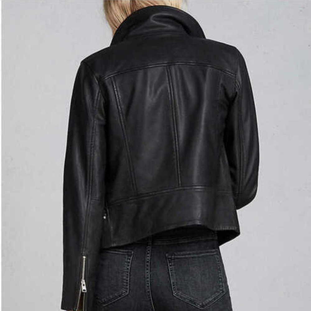 ALL SAINTS BALES BIKER LEATHER JACKET BLACK 2 - Picture 4 of 8
